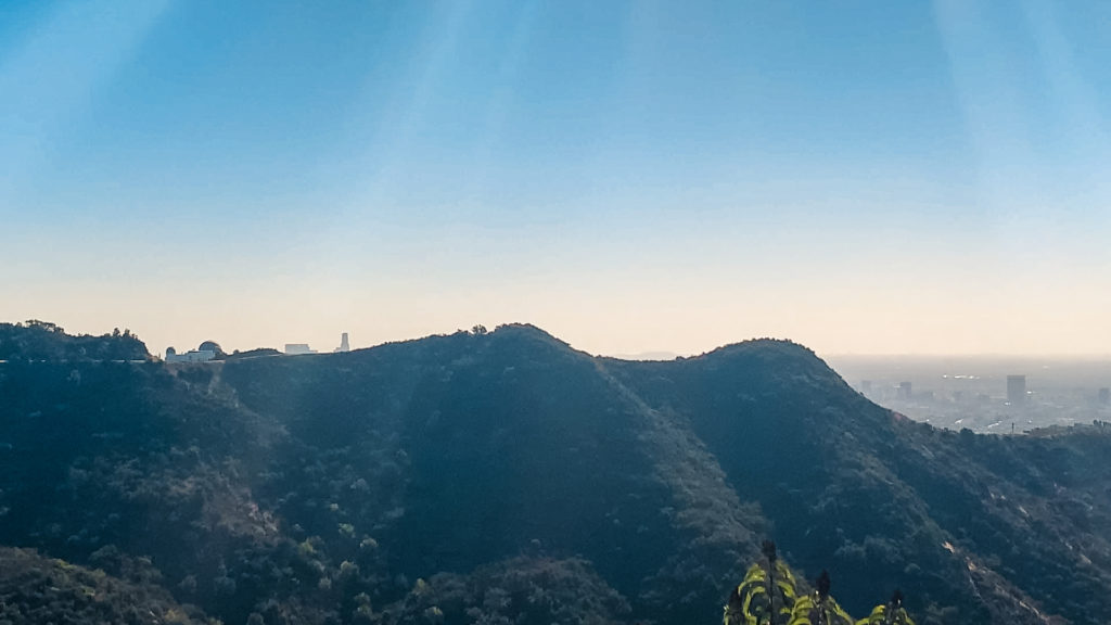 a view of the Griffith Observatory from hiking paths in Los Angeles