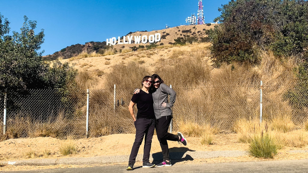 Stephen & Andie in front of the Hollywood sign