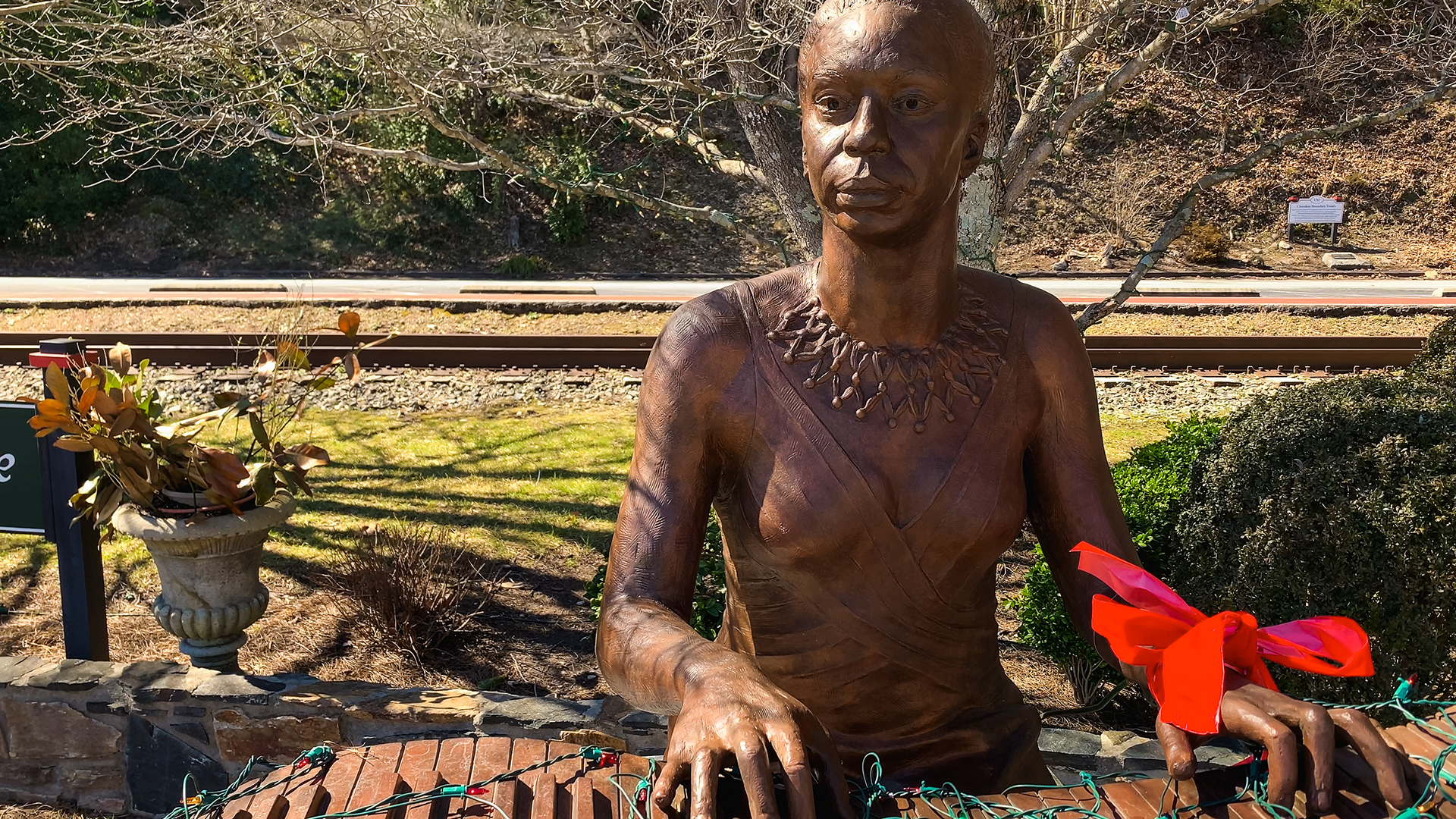 the statue of Nina Simone at Nina Simone Plaza in Tryon, North Carolina