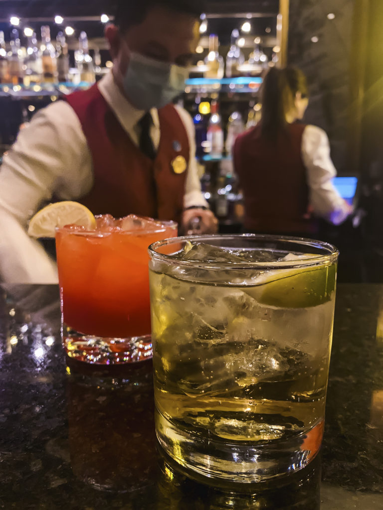 drinks at the bar on a cruise ship with specialty drink package. first-time cruisers